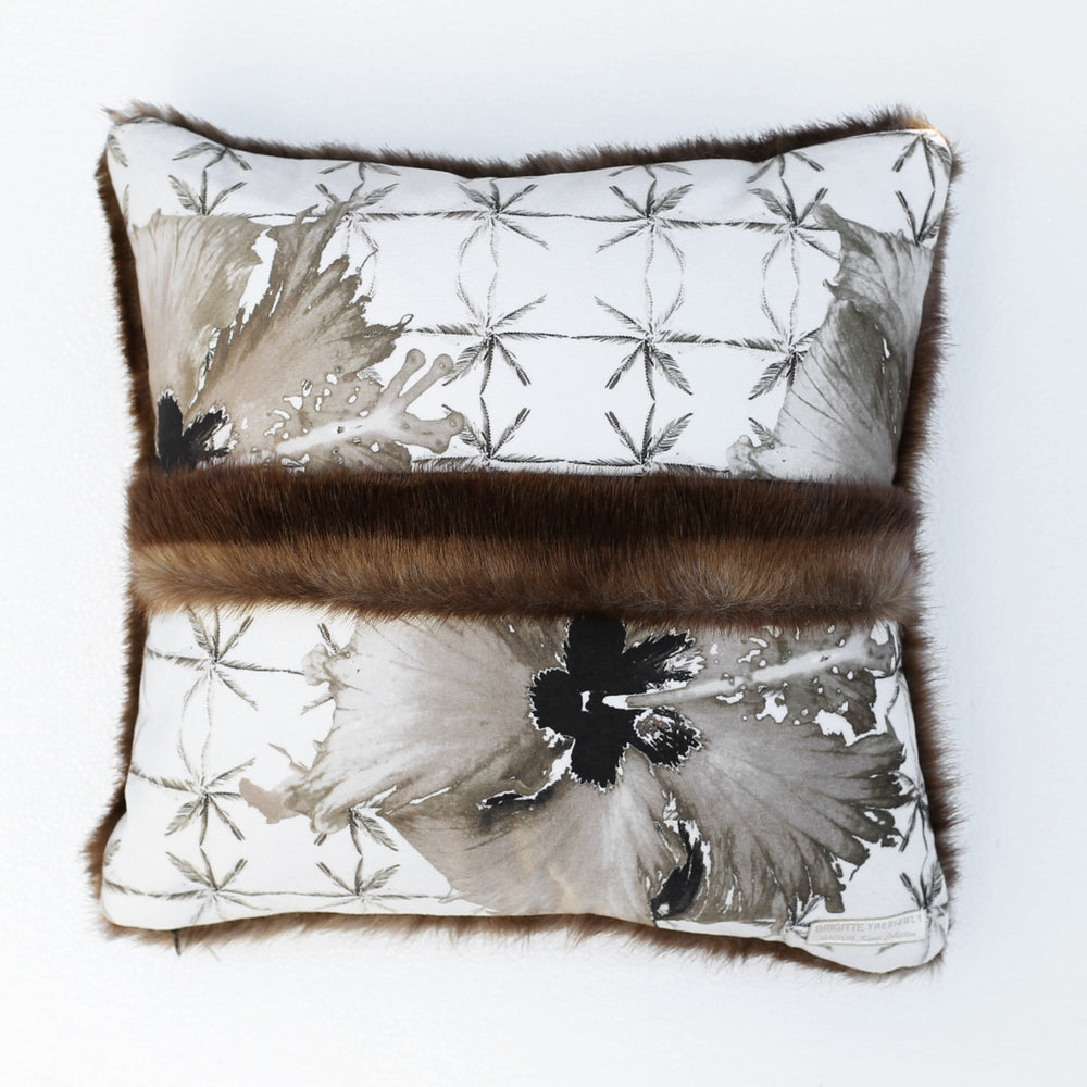 
                  
                    Load image into Gallery viewer, Hibifur decorative cushion taupe, 14 x 14 in.
                  
                