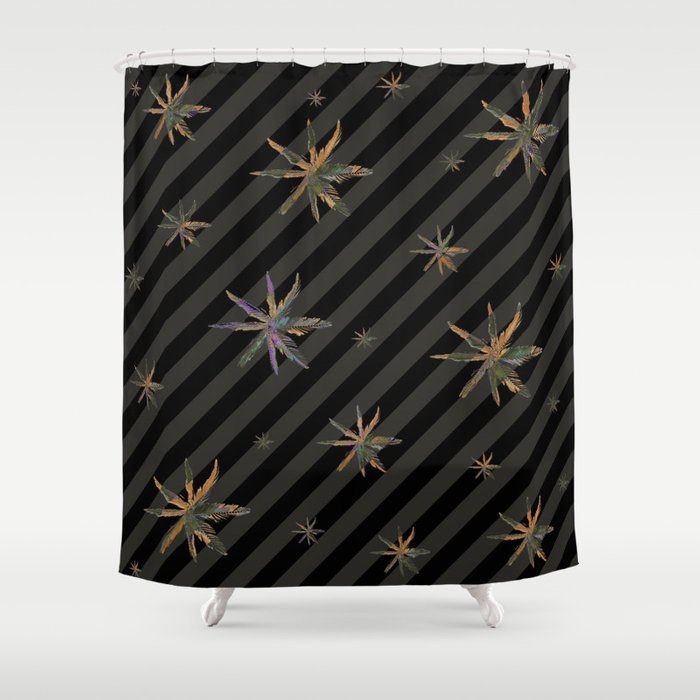 Shower Curtain: Palm Oblique Black