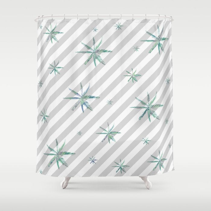 Shower Curtain: Palm Oblique Green